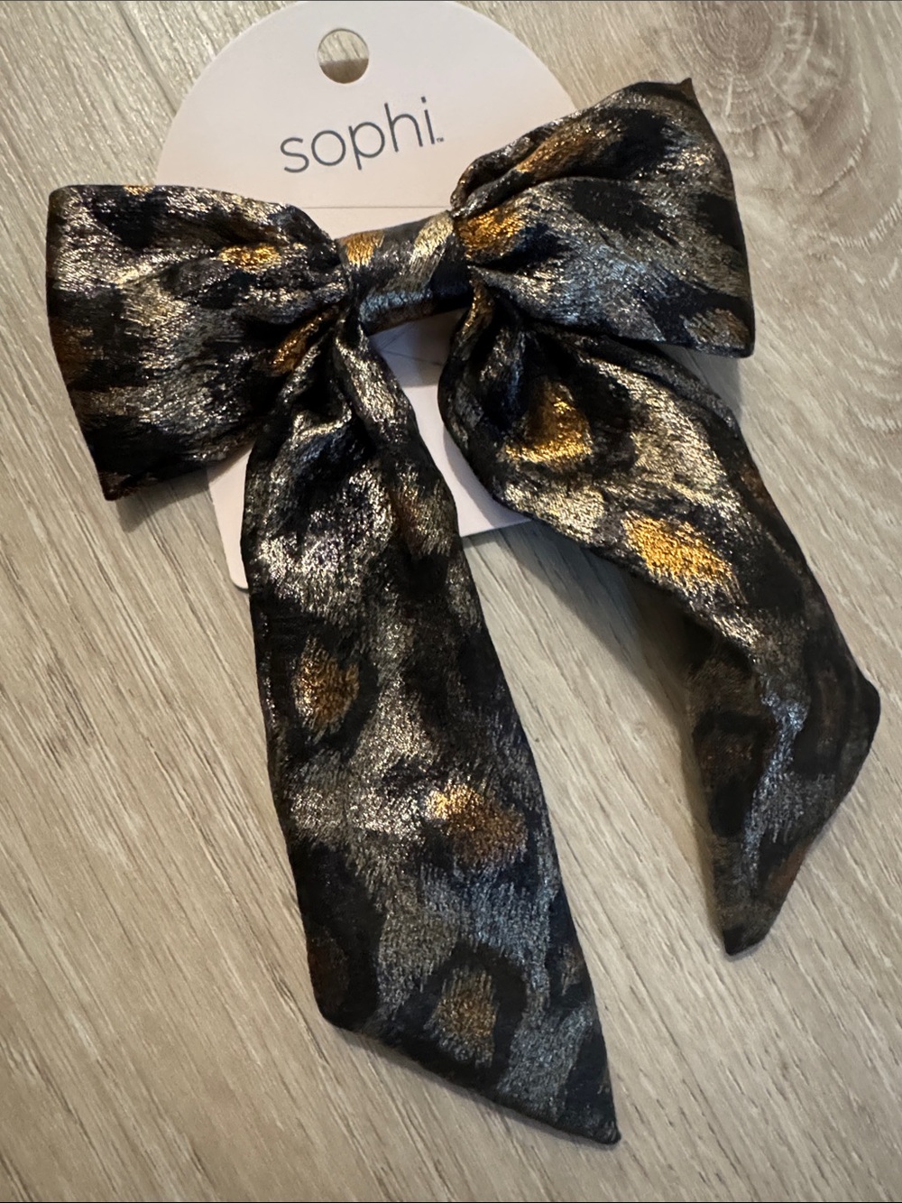 Sophi Metallic Animal Print Bow Hair Clip NEW. 🏷️